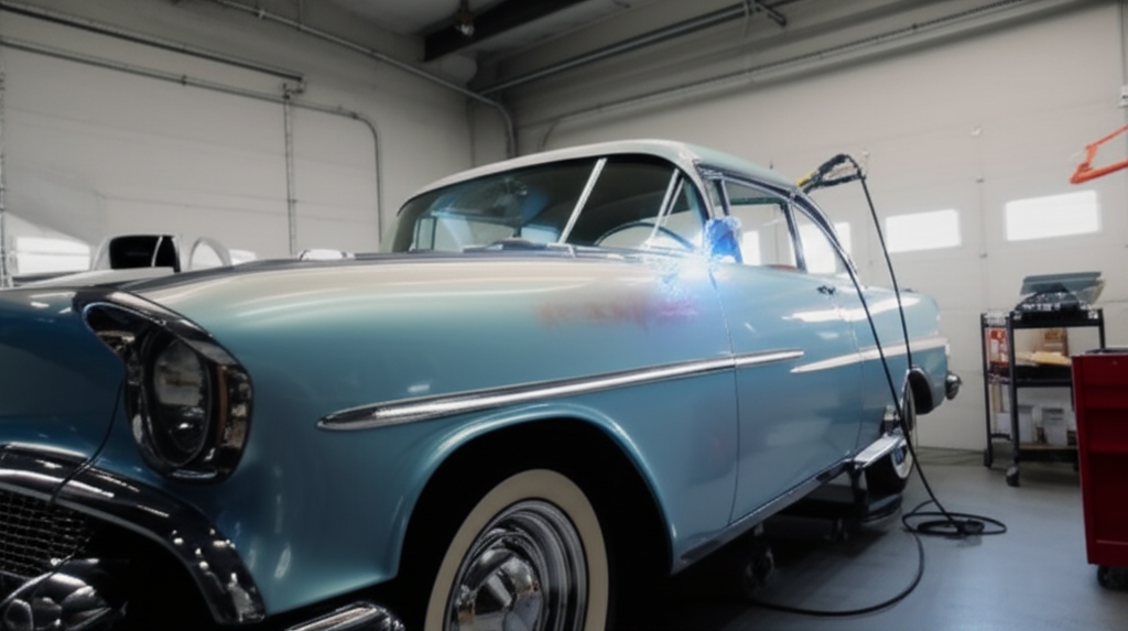 Laser Magic team restoring car components